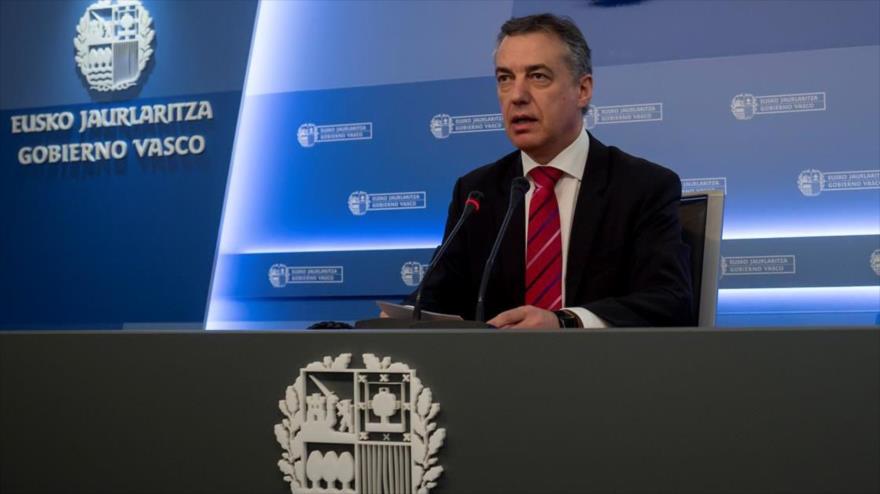 El lehendakari, Iñigo Urkullu, ofrece una rueda de prensa en San Sebastián, 17 de marzo de 2017. (Foto: AFP)