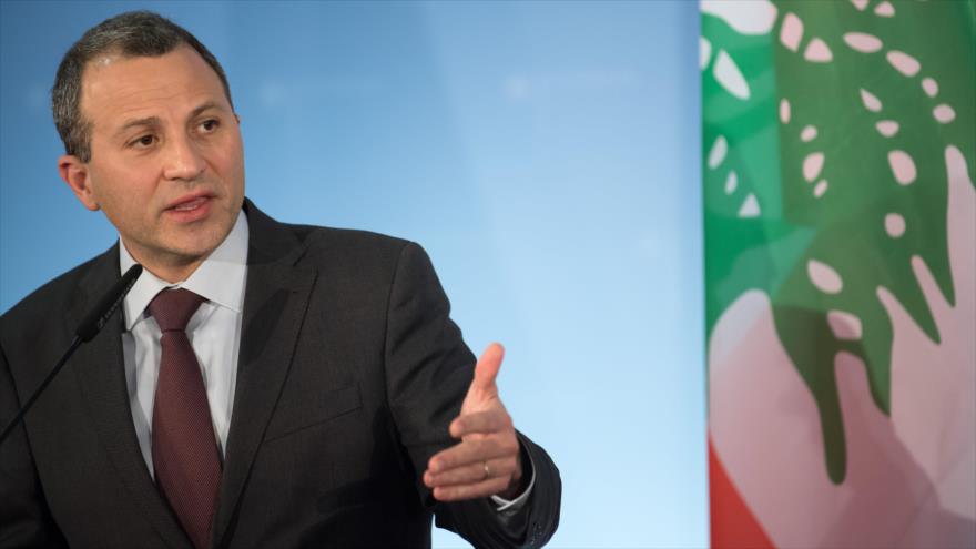 El canciller libanés, Yebran Basil, en una rueda de prensa en Berlín (Alemania), 16 de noviembre de 2017 (Foto: AFP).