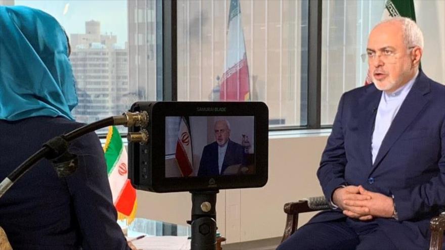 El canciller iraní, Mohamad Javad Zarif, durante una entrevista con la Cadena Global de Televisión de China (CGTN), 1 de octubre de 2018.