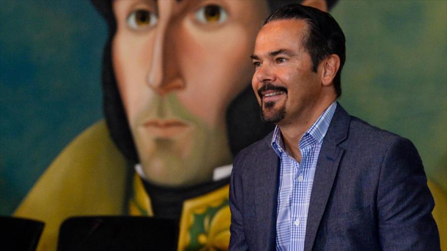 El embajador de Francia en Venezuela, Romain Nada, en un acto en la sede de la Cancillería venezolana.