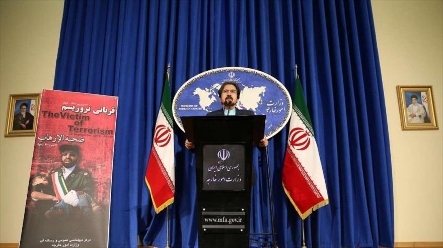 El portavoz de la Cancillería iraní, Bahram Qasemi, en una conferencia de prensa en Teherán (capital iraní), 1 de octubre de 2018 (Foto: IRNA).