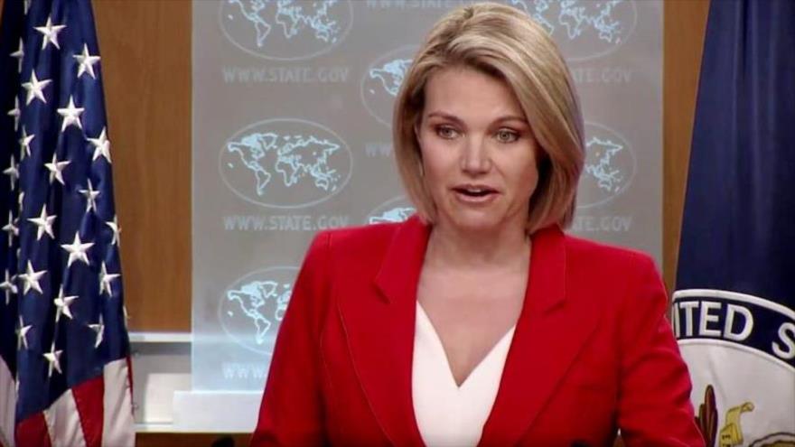 La portavoz del Departamento de Estado de EE.UU., Heather Nauert, ofrece una conferencia de prensa, Washington, 2 de octubre de 2018.
