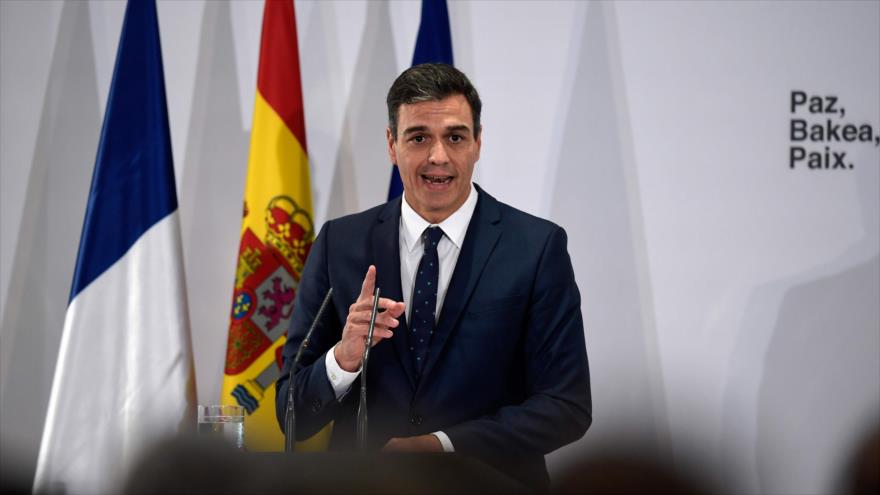 El primer ministro español, Pedro Sánchez, en un discurso en el Palacio de La Moncloa (Madrid), 1 de octubre de 2018. (Foto: AFP)