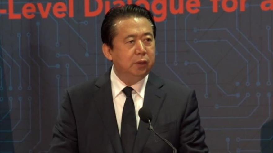 El ya dimitido presidente de la Organización Internacional de Policía Criminal (Interpol), Meng Hongwei. 