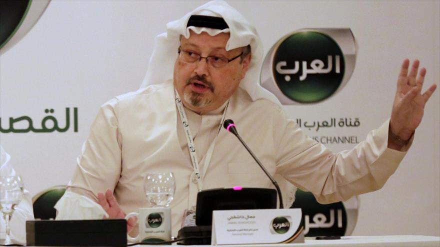 El periodista desaparecido saudí Yamal Jashoggi, en una conferencia de prensa en Manama, capital de Baréin.
