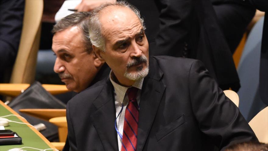 El embajador sirio ante la ONU, Bashar al-Yafari, en una sesión de la Asamblea General en las Naciones Unidas, 25 de septiembre de 2018. (Foto: AFP)