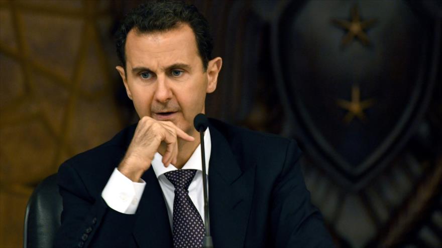 El presidente sirio, Bashar al-Asad, habla en una reunión del Comité Central del Partido Baas Árabe Socialista, 7 de octubre de 2018. (Foto: SANA).
