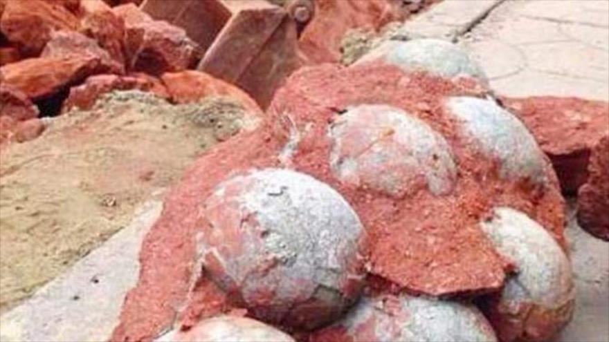 Huevos de dinosaurios de hace provincia oriental china de Zhejiang.