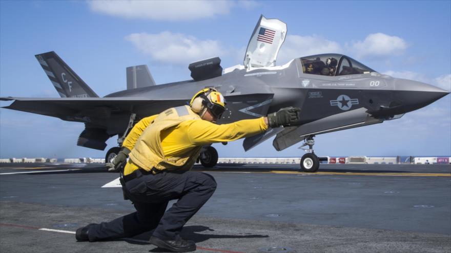 Caza F-35B a bordo del buque USS Essex de la Aramada de EE.UU. 22 de septiembre de 2018 (Foto: AFP)