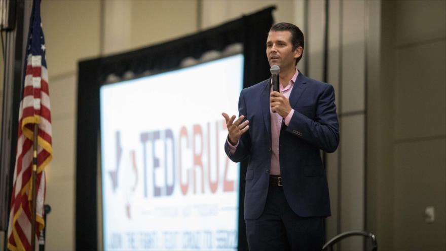 El hijo mayor del presidente de EE.UU., Donald Turmp Jr., habla durante un acto en Conroe, Texas, 3 de octubre de 2018. (Foto: AFP)