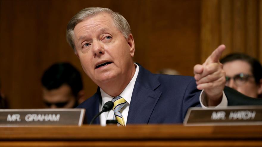 El senador estadoundiense por Calorina del Sur, Lindsey Graham, habla durante un acto en Capitol Hill, Washington, 28 de septiembre de 2018. (Foto: AFP)