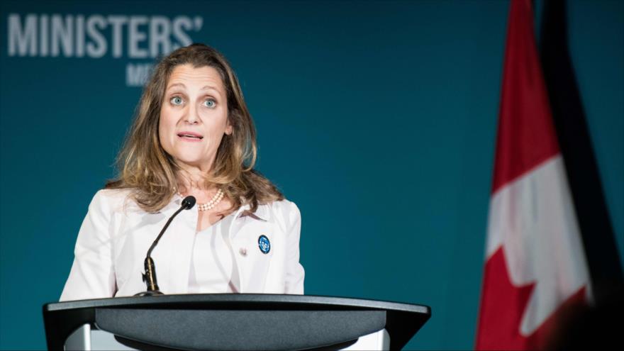 La ministra de Exteriores canadiense, Chrystia Freeland, en un encuentro de Ministras de Exteriores en Montreal, 22 de septiembre de 2018. (Foto: AFP)