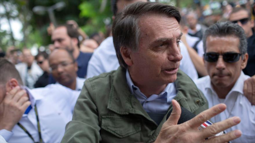 El presidente electo de Brasil, Jair Bolsonaro (Centro), Río de Janeiro, 28 de octubre de 2018. (Foto: AFP)