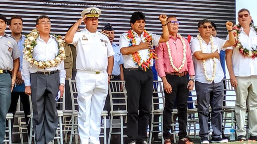 El presidente de Bolivia, Evo Morales, en un acto público, 30 de octubre de 2018. (Fuente: ABI)