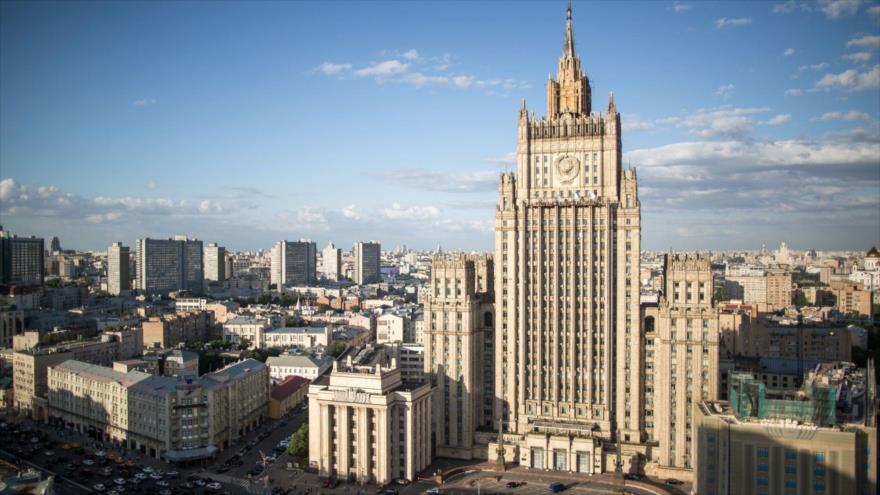 El edificio de la Cancillería de Rusia, ubicado en Moscú, la capital.