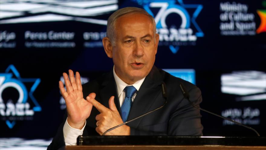 El premier israelí, Benjamín Netanyahu, da un discurso en Al-Quds (Jerusalén), en Palestina ocupada, 24 de octubre de 2018. (Foto: AFP)