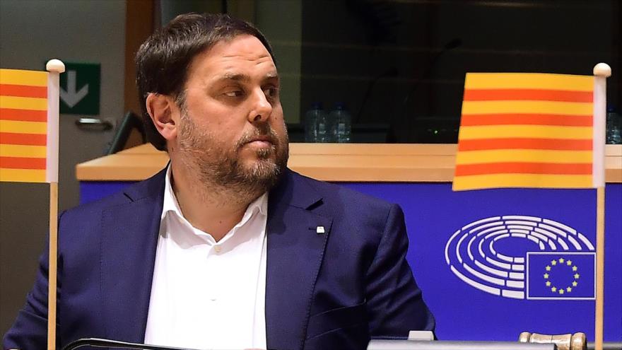 El ex vicepresidente de la Generalitat, Oriol Junqueras, asiste a una reunión en el Parlamento Europeo en Bruselas, 24 de enero de 2017. (Fuente: AFP)