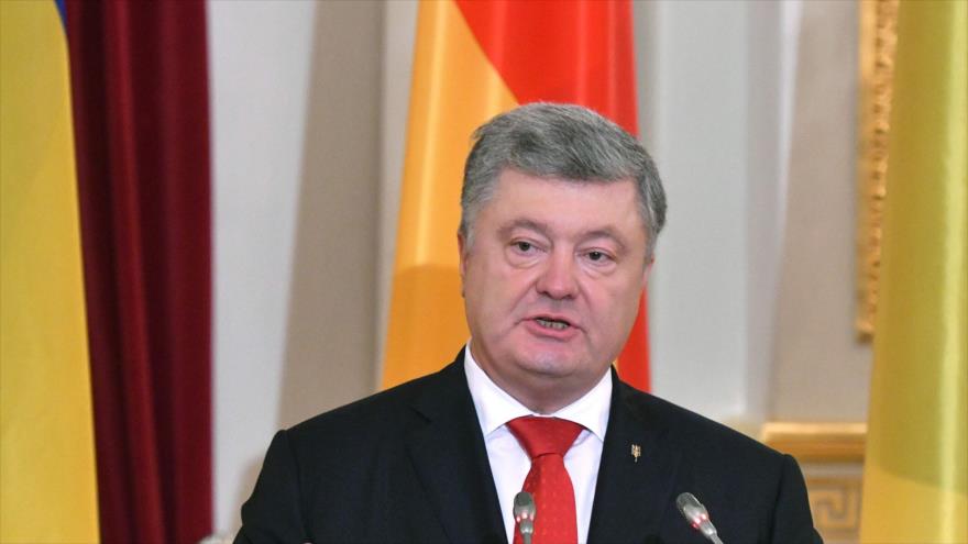 Presidente de Ucrania, Petro Poroshenko, en rueda de prensa, Kiev, capital, 1 de noviembre de 2018 (Foto: AFP)