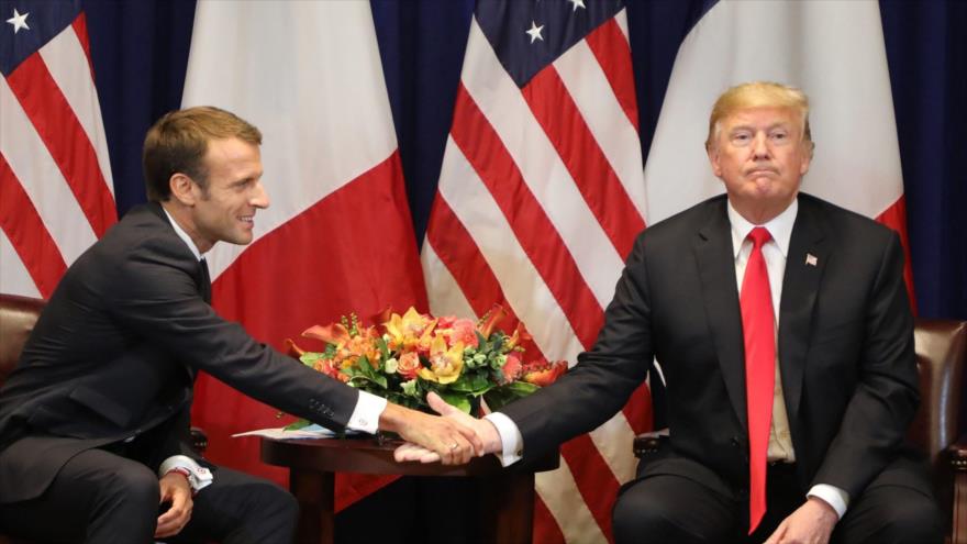 El presidente de Francia, Emmanuel Macron, y su par de EE.UU., Donald Trump, en Nueva York, 18 de septiembre de 2017.