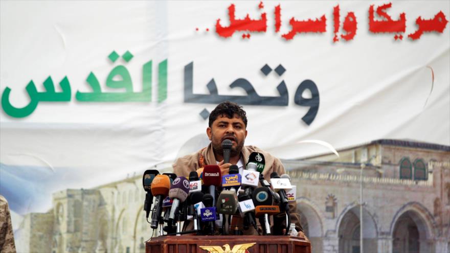 El presidente del Comité Supremo Revolucionario de Yemen, Muhamad Ali al-Houthi, ofrece un discurso en Saná, 15 de mayo de 2018. (Fuente: AFP)
