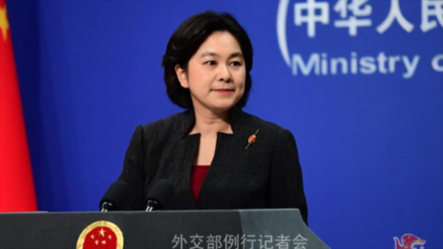 La portavoz del Ministerio de Exteriores de China, Hua Chunying, durante una conferencia de prensa