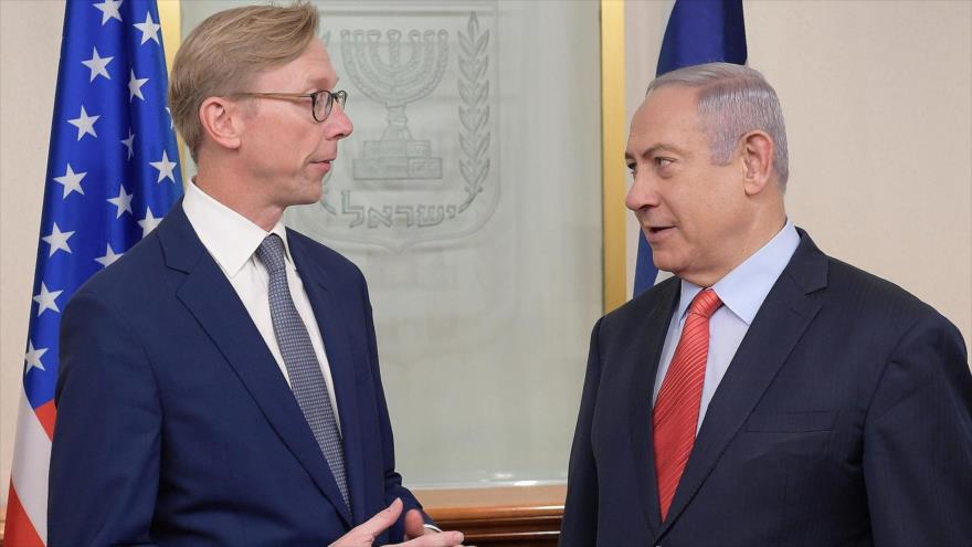 El enviado especial de EE.UU. para Irán, Brian Hook, se reúne con el primer ministro israelí, Benjamín Netanyahu, en Al-Quds, 15 de noviembre de 2018.
