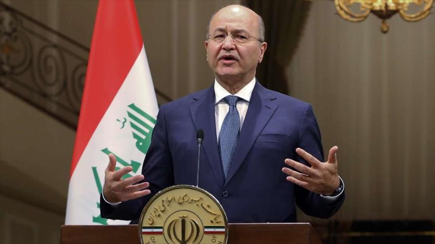 El presidente de Irak, Barham Salih, habla en una rueda de prensa en Teherán, la capital persa, 17 de noviembre de 2018. (Foto: IRNA)