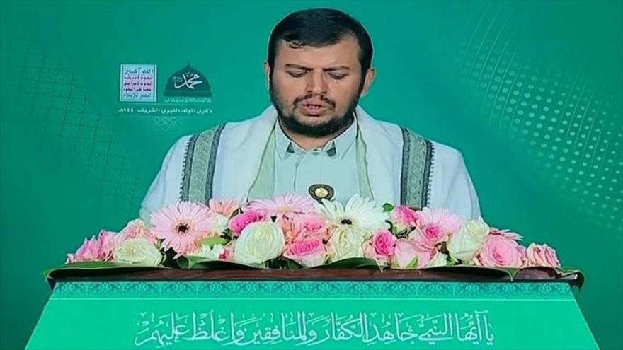 El líder del movimiento popular yemení Ansarolá, Abdulmalik al-Houthi, ofrece un discurso, 20 de noviembre de 2018.