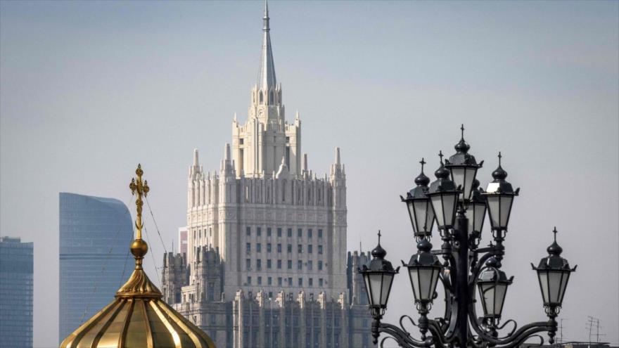 Un panorama del edificio del Ministerio de Exteriores de Rusia en Moscú.