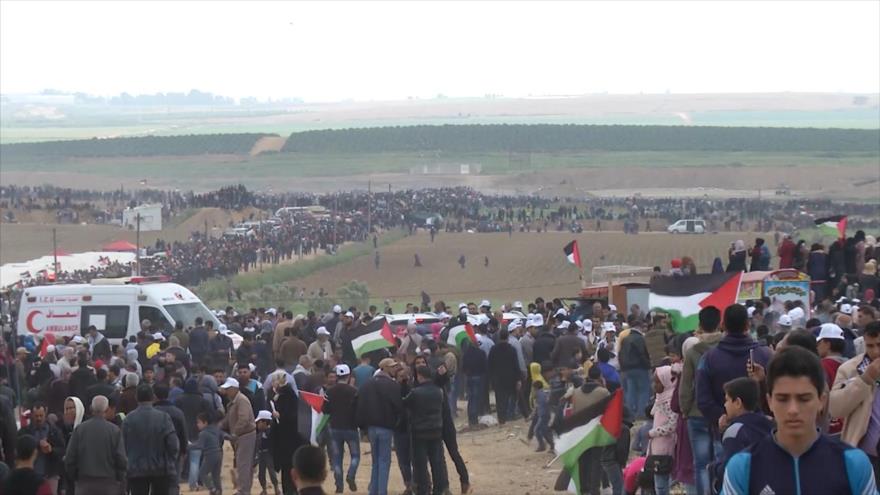 Gazatíes marchan contra ocupación israelí