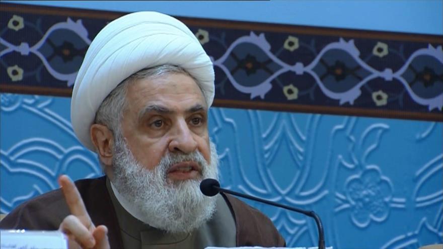 El vicesecretario general de Hezbolá, el sheij Naim Qasem, en la 32.ª Conferencia Internacional de la Unidad Islámica, 24 de noviembre de 2018.