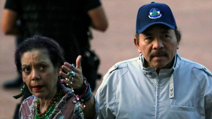 El presidente de Nicaragua, Daniel Ortega, y su esposa, la vicepresidenta Rosario Murillo, 12 de septiembre de 2018.