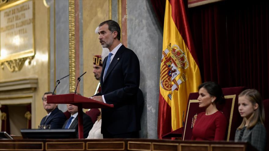 Rey Felipe VI de España, pronuncia su discurso ante el Congreso, Madrid, capital española, 6 de diciembre de 2018. (Foto: AFP)