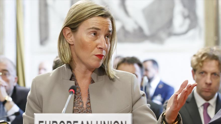 La jefa de la Diplomacia europea, Federica Mogherini, ofrece un discurso en una conferencia de la ONU en Ginebra (Suiza), 28 de noviembre de 2018. (Fuente: AFP)