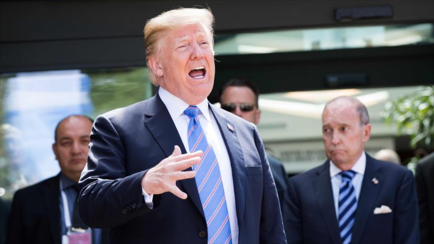 El presidente de EE.UU., Donald Trump, al salir de la cumbre del G7 en La Malbaie, Quebec, 9 de junio de 2018. (Foto: AFP)