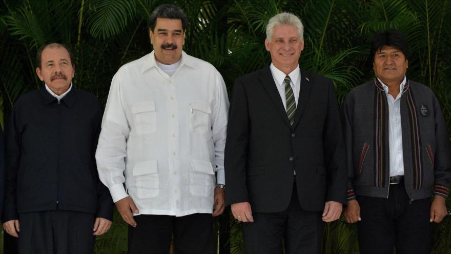 (De izq. a dcha.) Los presidentes de Nicaragua, Venezuela, Cuba y Bolivia en la Cumbre de la ALBA, en La Habana, 14 de diciembre de 2018. (Foto: AFP)