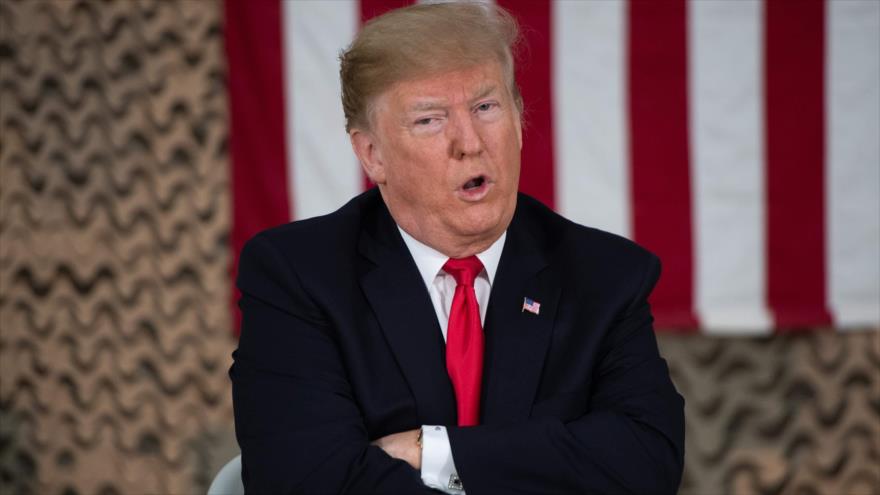 El presidente de EE.UU., Donald Trump, habla en la base aérea Al Asad en Irak, 26 de diciembre de 2018. (Foto: AFP)