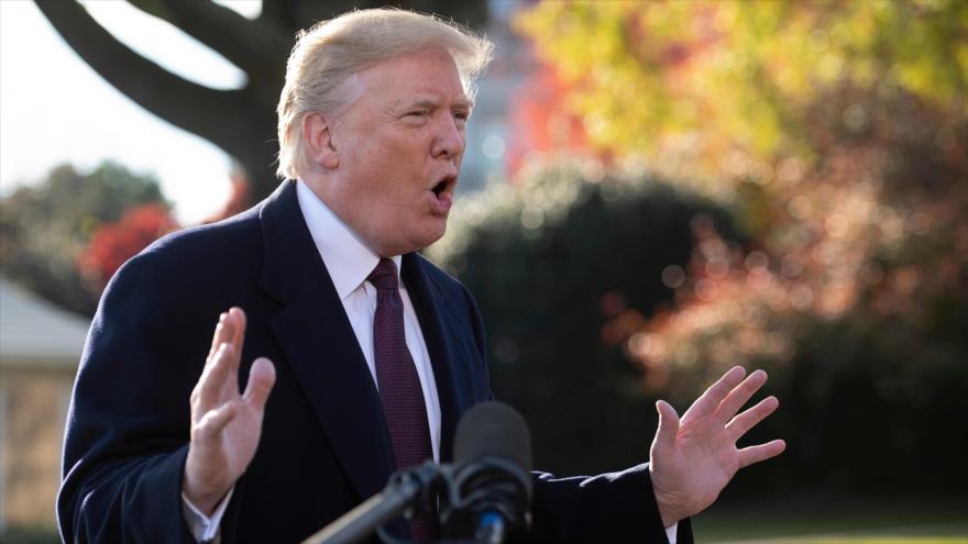 El presidente de EE.UU., Donald Trump, hablando con los periodistas en el jardín de la Casa Blanca, 21 noviembre de 2018. (Foto: AFP)