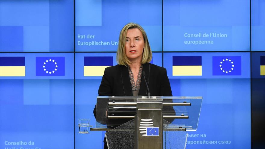 La jefa de la Política Exterior de la UE, Federica Mogherini, en una rueda de prensa en Bruselas, 17 de diciembre de 2018. (Foto: AFP)