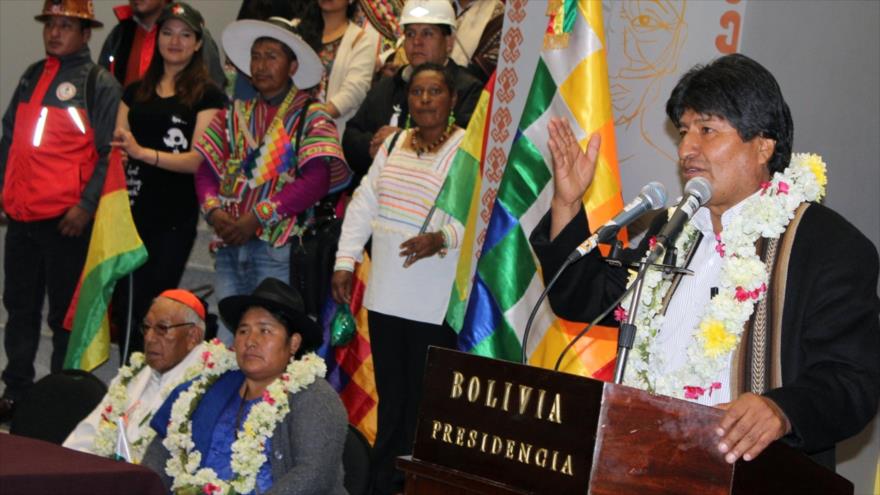 El presidente de Bolivia, Evo Morales, en un acto público en La Paz, 9 de agosto de 2018. (Foto: AFP)