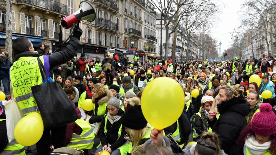 Los llamados ‘chalecos amarillos’ se manifiestan en París, capital de Francia, 6 de enero de 2019. (Foto: AFP)