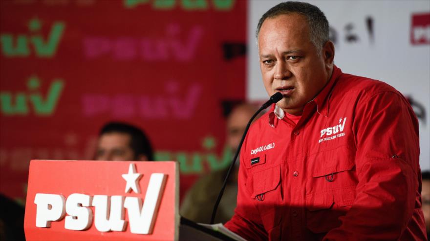 El dirigente chavista Diosdado Cabello ofrece una rueda de prensa, Caracas, 7 de enero de 2019. (Foto: AFP)