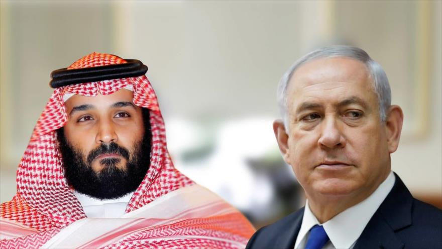 El premier israelí, Benjamín Netanyahu (dcha.), y el príncipe heredero saudí, Muhamad bin Salman Al Saud.