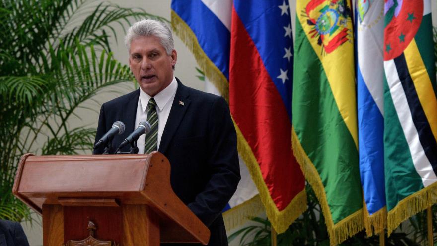 El presidente de Cuba, Miguel Díaz-Canel, ofrece un discurso en La Habana (capital), 14 de diciembre de 2018. (Foto: AFP)