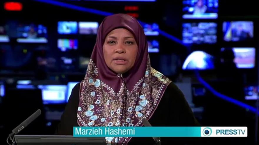 Marzie Hashemi, presentadora de la cadena Press TV.