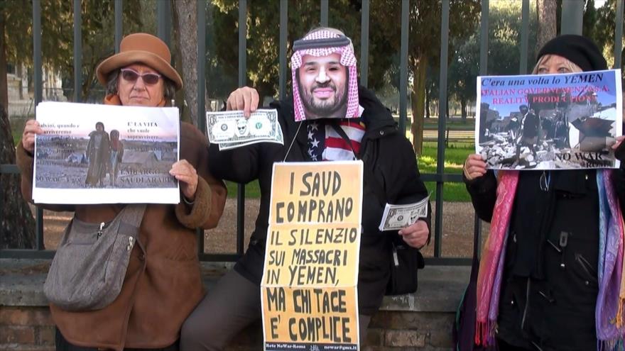 Italianos protestan ante embajada saudí en Roma