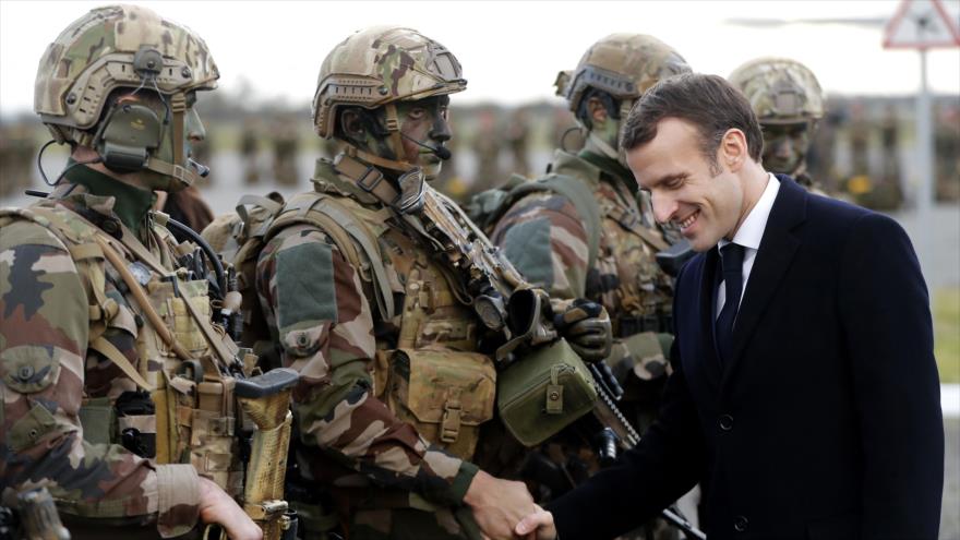 El presidente de Francia, Emmanuel Macron, en una ceremonia militar en la base de Toulouse-Francazal, 17 de enero de 2019. (Foto: AFP)