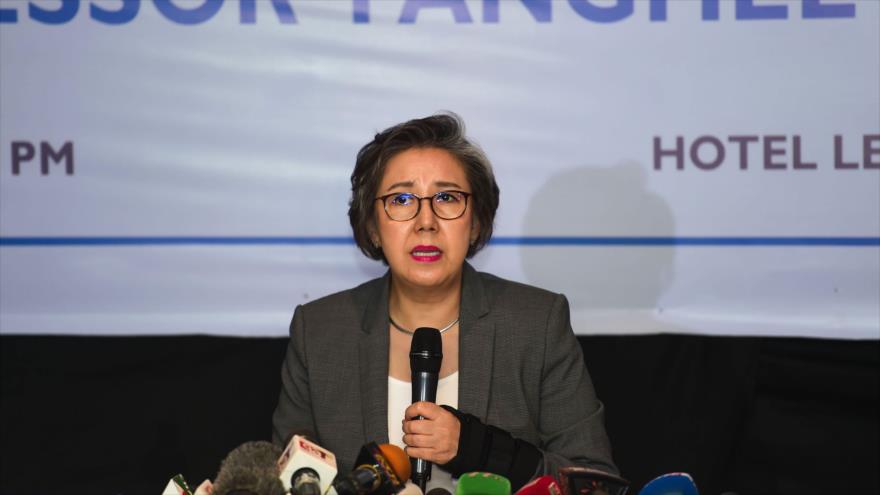 La enviada especial de la ONU para Myanmar, Yanghee Lee, habla en una rueda de prensa en Dhaka (Bangladés), 25 de enero de 2019. (Foto: AFP)