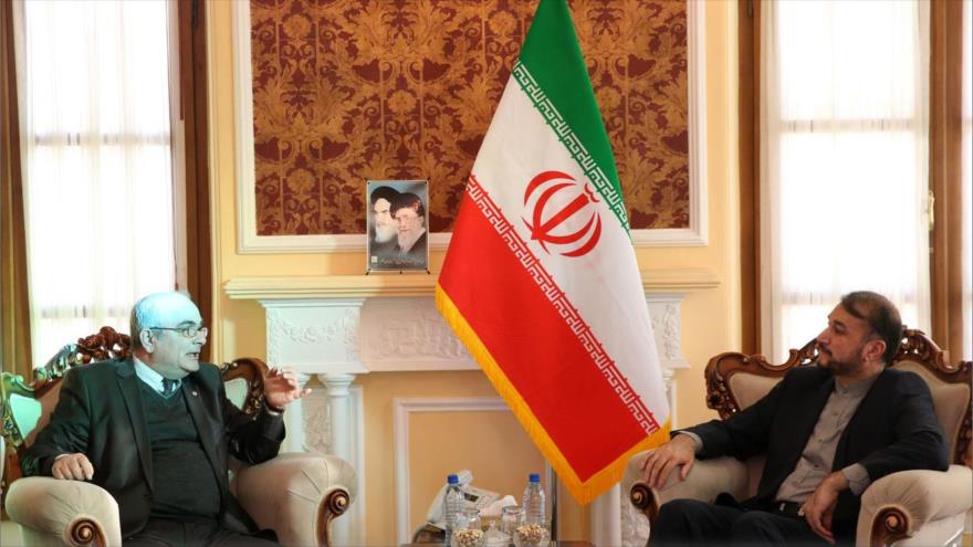 El director general para Asuntos Internacionales del Parlamento iraní (dcha.) y el embajador ruso en Teherán, 27 de enero de 2019.