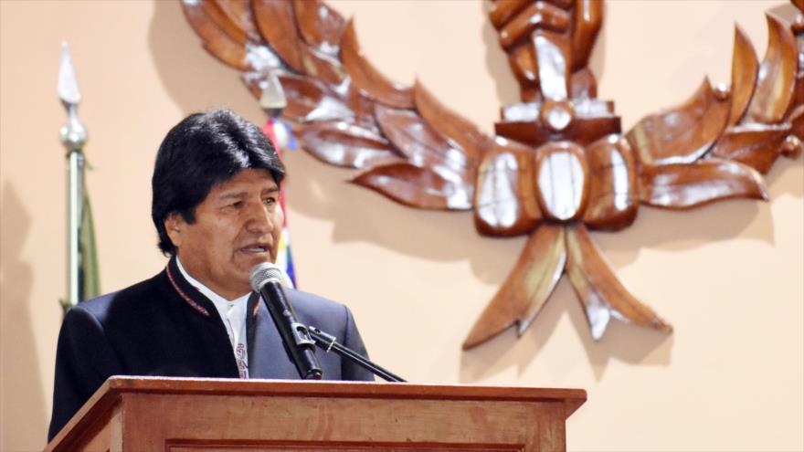 El presidente de Bolivia, Evo Morales, durante un acto en la Academia Nacional de Policías, 28 de enero de 2019. (Foto: ABI)